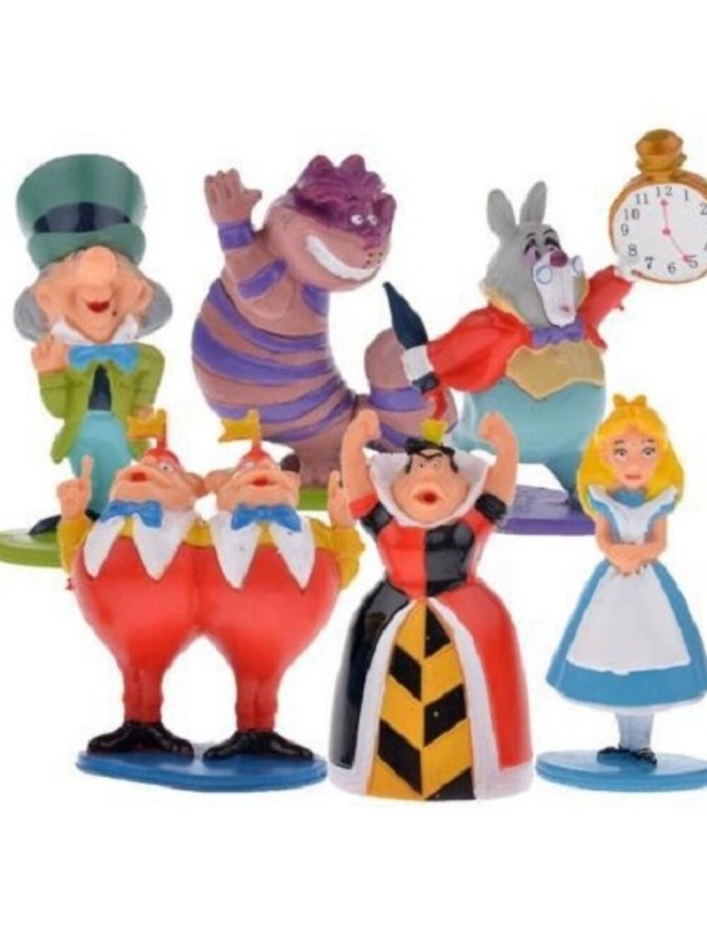 MINI Alice in Wonderland Playset 6 Figure Cake Topper Toy Doll Set Collectible